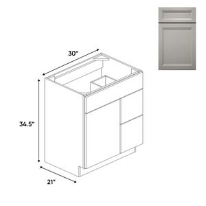 RTA - Windsor Ashen - Vanity Sink Drawer Base Cabinets - 30"W x 34.5"H x 21"D - WA-VSDC30L
