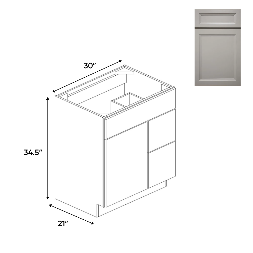 RTA - Windsor Ashen - Vanity Sink Drawer Base Cabinets - 30