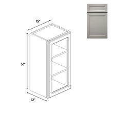 Load image into Gallery viewer, RTA - Windsor Ashen - Single Glass Door Wall Cabinets - 15&quot;W x 36&quot;H x 12&quot;D