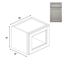 Load image into Gallery viewer, RTA - Windsor Ashen - Single Glass Door Wall Cabinets - 18&quot;W x 12&quot;H x 12&quot;D