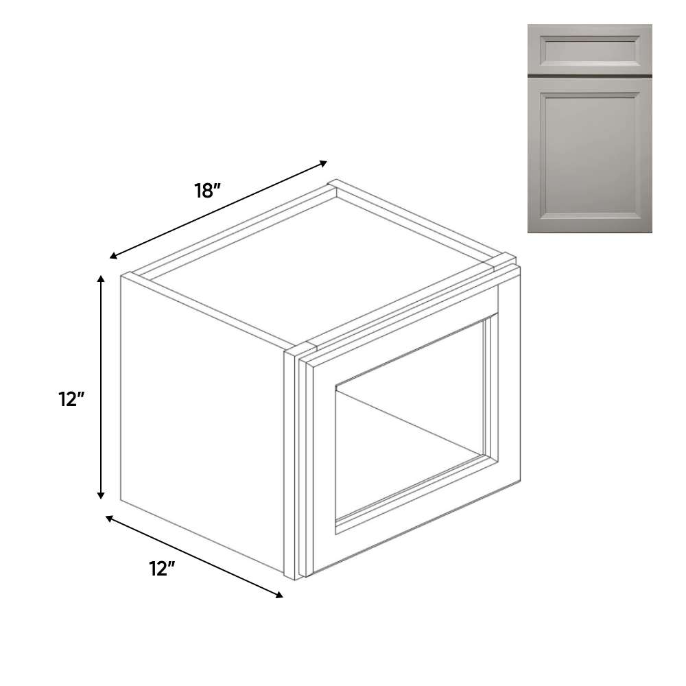 RTA - Windsor Ashen - Single Glass Door Wall Cabinets - 18