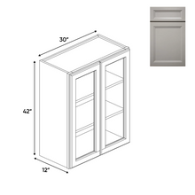Load image into Gallery viewer, RTA - Windsor Ashen - Double Glass Door Wall Cabinets - 30&quot;W x 42&quot;H x 12&quot;D