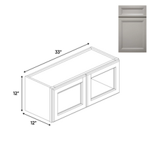 Load image into Gallery viewer, RTA - Windsor Ashen - Double Glass Door Wall Cabinets - 33&quot;W x 12&quot;H x 12&quot;D