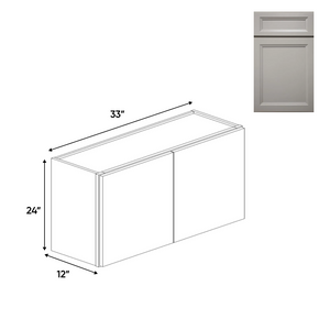 RTA - Windsor Ashen - 24"Height Double Door Wall Cabinets - 33"W x 24"H x 12"D