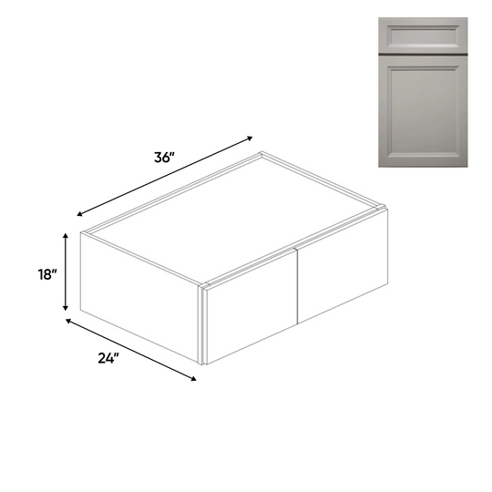RTA - Windsor Ashen - 24"Deep Double Door Wall Cabinets - 36"W x 18"H x 24"D