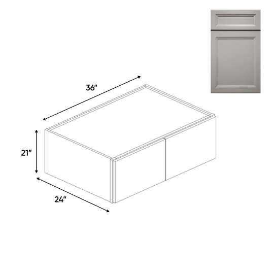 RTA - Windsor Ashen - 24"Deep Double Door Wall Cabinets - 36"W x 21"H x 24"D