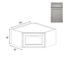 Load image into Gallery viewer, RTA - Windsor Ashen - Diagonal Corner Glass Door Wall Cabinets - 24&quot;W x 12&quot;H x 12&quot;D