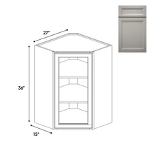 Load image into Gallery viewer, RTA - Windsor Ashen - Diagonal Corner Glass Door Wall Cabinets - 27&quot;W x 36&quot;H x 15&quot;D