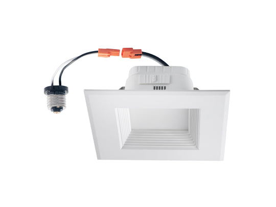 4" Square LED Downlight, 10W, 5CCT Changeable:27K/30K/35K/40K/50K, 120V AC, Baffle Aluminum Trim, Damp Rated