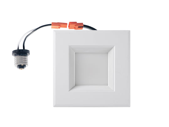 4" Square LED Downlight, 10W, 5CCT Changeable:27K/30K/35K/40K/50K, 120V AC, Baffle Aluminum Trim, Damp Rated