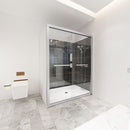 Load image into Gallery viewer, Ivanees 60 In. W X 76 In. H Framed dual Sliding glass Shower Door with Double Handles &amp; (8 mm) Clear Tempered Glass