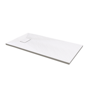 60" X 76" Armani Grey Alcove Shower Wall Kit - Shower Door / Wall System / Solid Surface Shower Base Tray with Covered Drain