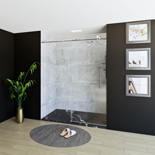 Load image into Gallery viewer, 60&quot; X 76&quot; Armani Grey Alcove Shower Wall Kit - Shower Door / Wall System / Solid Surface Shower Base Tray with Covered Drain