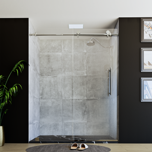 60" X 76" Armani Grey Alcove Shower Wall Kit - Shower Door / Wall System / Solid Surface Shower Base Tray with Covered Drain