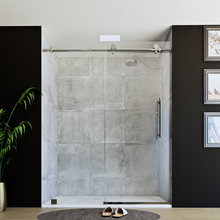 Load image into Gallery viewer, 60&quot; X 76&quot; Armani Grey Alcove Shower Wall Kit - Shower Door / Wall System / Solid Surface Shower Base Tray with Covered Drain