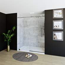 Load image into Gallery viewer, 60&quot; X 76&quot; Armani Grey Alcove Shower Wall Kit - Shower Door / Wall System / Solid Surface Shower Base Tray with Covered Drain