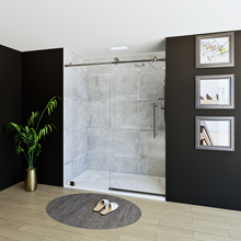 Load image into Gallery viewer, 60&quot; X 76&quot; Armani Grey Alcove Shower Wall Kit - Shower Door / Wall System / Solid Surface Shower Base Tray with Covered Drain
