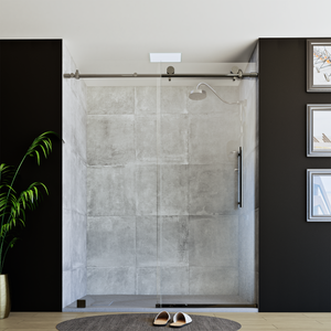 60" X 76" Armani Grey Alcove Shower Wall Kit - Shower Door / Wall System / Solid Surface Shower Base Tray with Covered Drain