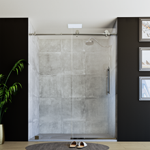 Load image into Gallery viewer, 60&quot; X 76&quot; Armani Grey Alcove Shower Wall Kit - Shower Door / Wall System / Solid Surface Shower Base Tray with Covered Drain