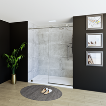 Load image into Gallery viewer, 60&quot; X 76&quot; Armani Grey Alcove Shower Wall Kit - Shower Door / Wall System / Solid Surface Shower Base Tray with Covered Drain