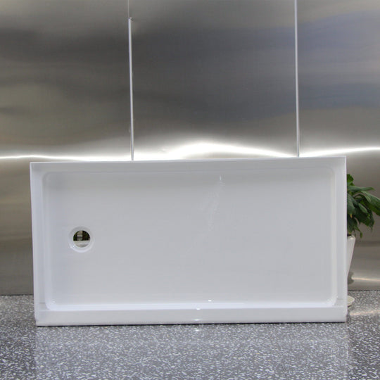 Acrylic shower tray Resin and fiberglass Three tile flanges Left Drain