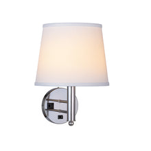 Load image into Gallery viewer, 11″W x 16″H Single Wall Lamp with White Linen Shade – Brushed Nickel Finish - 4 Pack