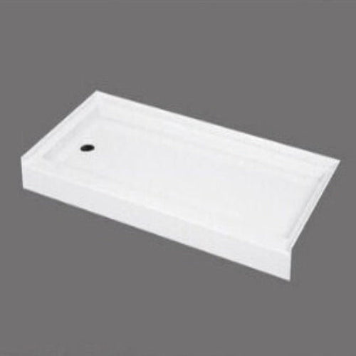 Acrylic shower tray Resin and fiberglass Three tile flanges Left Drain