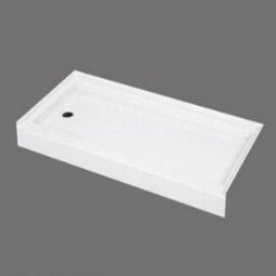 Acrylic shower tray Resin and fiberglass Three tile flanges Left Drain