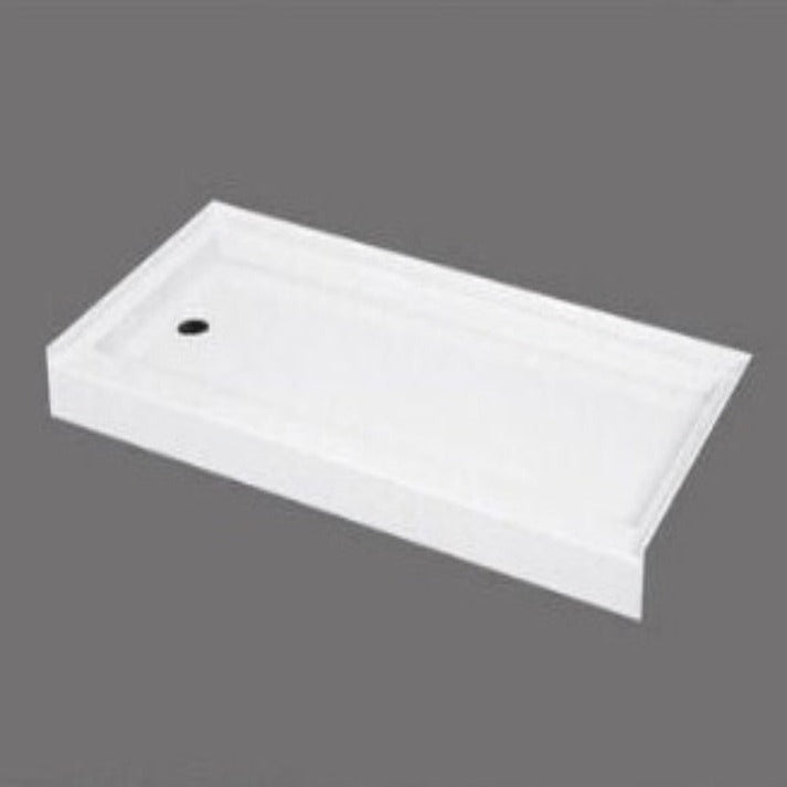 Acrylic shower tray Resin and fiberglass Three tile flanges Left Drain