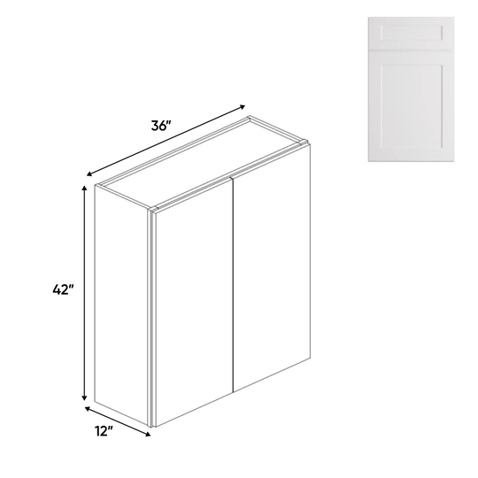 Double Door - White - Wall Cabinets - 42 in H x 36 in W x 24 in D - BUILDMYPLACE