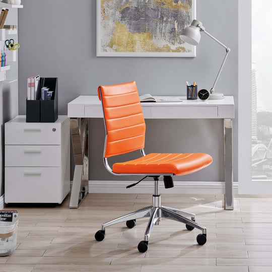 Jive Ribbed Armless Mid Back Swivel Conference Computer Chair In Mulitcolor