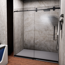 Load image into Gallery viewer, Ivanees Single Sliding Frameless Shower Door 8mm Clear Tempered Glass - Barn Door Style