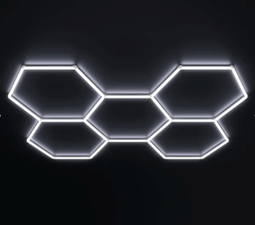 Hexagon LED Garage Light, 5 Hex Kit (24pcs), 6w/pc (Total Power 144W), 6500K, 120-130lm/w, AC100-277v,IP44, CRI:>80, For Garage, Shop, Gym, Basement, Barbershop, Warehouse, Car Detailing Shop