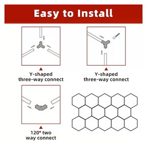 Hexagon LED Garage Lights with Rectangle Frame, 14 Hex Kit (57pcs), 6w/pc (Total Power 534W), 6500K, 120 - 130lm/w, AC100 - 277v,IP44, CRI:>80, For Garage, Shop, Gym, Basement, Barbershop, Warehouse - LEDMyPlace