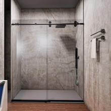 Load image into Gallery viewer, Ivanees Single Sliding Frameless Shower Door 8mm Clear Tempered Glass - Barn Door Style