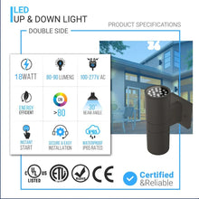 Load image into Gallery viewer, LED Outdoor Up &amp; Down Lights With Remote, RGBW, Cylinder, 18WX1, AC100-277V, IP65, ETL CE RoSH Approval, Outdoor Wall Lights