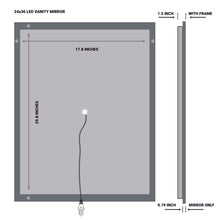 Load image into Gallery viewer, 24 in. x 36 in. LED Lighted Bathroom Vanity Mirror, On/Off Touch Switch &amp; CCT Changeable With Remembrance, Anti-Fog Mirror, Wall Mounted Makeup Vanity Mirror, Window Style