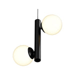 2-Lights, Globe Pendant Chandelier, 17W, 3000K, Matte Black Body Finish, Dimmable