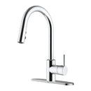Load image into Gallery viewer, Pull Down Kitchen Faucet with Single Lever Handle and Plastic Deckplate in Chrome Polished
