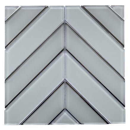 Diamond Pattern Chevron Glass Mosaic With Metallic Edge 12" X 12" X 6 mm