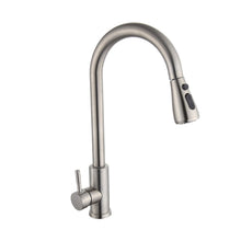 Load image into Gallery viewer, 16.92 Inches Single Handle Pull-down Sprayer Kitchen Faucet With Plate, and Brass Body