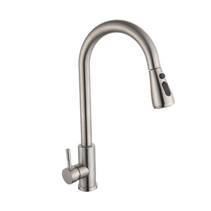 16.92 Inches Single Handle Pull-down Sprayer Kitchen Faucet With Plate, and Brass Body