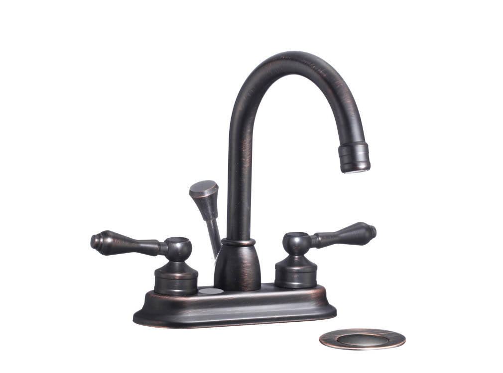 High Arc Bathroom Sink Faucet With Lift in Oil Rubbed Bronze Finish