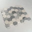 Load image into Gallery viewer, 12 X 12 in. Eastern Gray and White 2 in. Hexagon Polished Marble Mosaic Tile