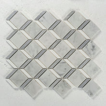 Load image into Gallery viewer, 12 X 12 in. Carrara Thassos White Polished Cube Marble Mosaic Tile