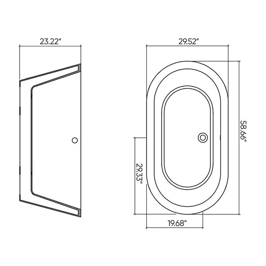 Queen 67 In. Oval Acrylic Freestanding Soaking Bathtub in Glossy White Chrome-Plated Center Drain & Overflow Cover