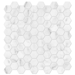 1.25 In Hexagon Bianco Venatino Honed Marble Mosaic