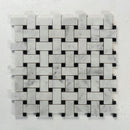 Load image into Gallery viewer, 12 X 12 in. Bianco Carrara SP113 White/black Polished Marble Basketweave Mosaic Tile