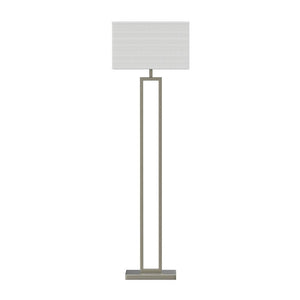 Decorative 61" Floor Lamps, Brushed Nickel & Straight rectangular pure white linen shade, With 1PCS ON-OFF Switch on the lamp holder