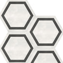 Load image into Gallery viewer, 7 in. Form Ivory Hexagon Frame Matte Pressed Glazed Porcelain Tile